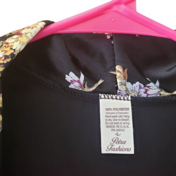 Petra Fashions Black Satin Robe And Nightgown Matching Set Vintage Med Lrg - Picture 4 of 8